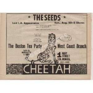   Seeds Cheetah Newspaper Concert Ad 1967 Los Angeles
