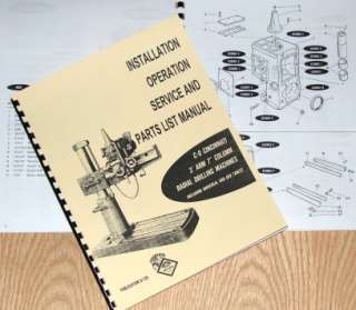 CINCINNATI 3 Arm 7 Column Radial Drill Operator & Parts Manual 0114 