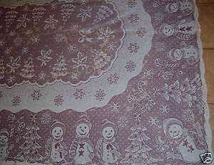 NWOT Sheer White Lace Christmas Tablecloth 70 x 50  