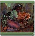 Diego Rivera Ceramic Art Tile Young Woman w Cala Lilies  