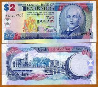 Barbados, $2, 2007, P 66 New (2009 signature), UNC  