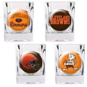NFL Cleveland Browns 4pc Square Shot Glass Set   Individual Logos