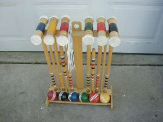   Wooden 6 Player Sportcraft Croquet Set with Rack and Ribbed Wood Balls