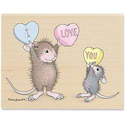 House Mouse With All My Heart Wood mounted Rubber Stamp   
