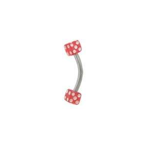  Acrylic Red Dice Curved Barbell Eyebrow Ring Jewelry
