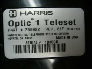 Harris 780922 Optic 1 Teleset LCD Desk Phone Black  