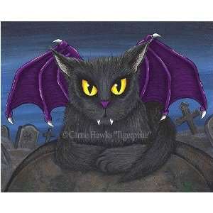  Vampire Cat Vlad by Carrie Hawks 8x10 Ceramic Art Tile 