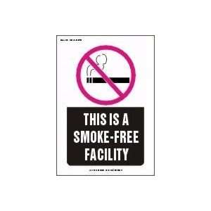   SMOKE FREE FACILITY (W/GRAPHIC) 10 x 7 Aluminum Sign Home