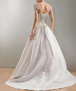 Plus Size White/Ivory Chapel Train Bride Wedding Dress  