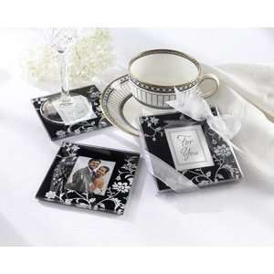   Black & White Glass Photo Coasters 