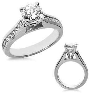  1.07 Ct. Diamond Engagement Cathedral Ring with Round Side 