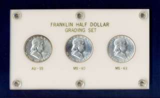 1963 Franklin Half Dollars 90% silver 3 in Capital Case  