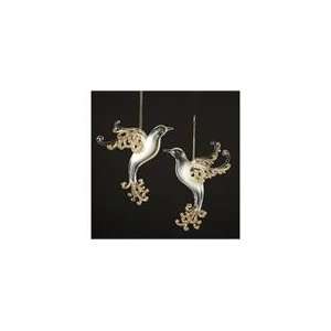 Club Pack of 24 Gold Glitter and Frosted Bird Christmas Ornament 