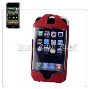 Dark Red Apple iPhone Premium Leather Vertical Holster Case Cover with 