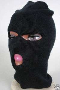 Black Ski Knit Cap Mask Eye & Mouth Open  