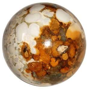   Ball 07 Leopardskin Crystal Sphere Brown White Courage Stone Orb 3.6
