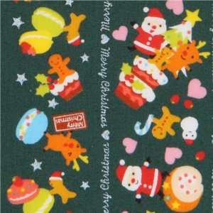  green kawaii Christmas fabric Santa Claus macaroons (Sold 