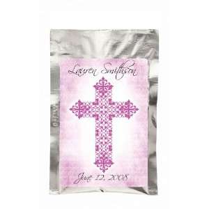 Wedding Favors Pink Cross on Canvas Background Design Personalized 