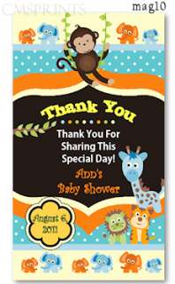 50 Baby Shower Party JUNGLE MONKEYS MAGNETS Party Favors UNIQUE custom 