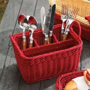  Red Woven Flatware Caddy