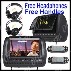   Car Pillow Headrest Radio DVD Player+Headphones+Games Handles  
