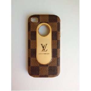  New LV Style Brown Damier iphone 4 Luxury case with free 