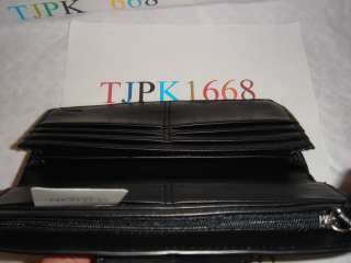 NWT COACH~Black~Ashley Leather Slim Envelope Wallet 46208  