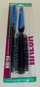HALSA 2 Pack Matching Round Hair Brush & Comb Set BL  