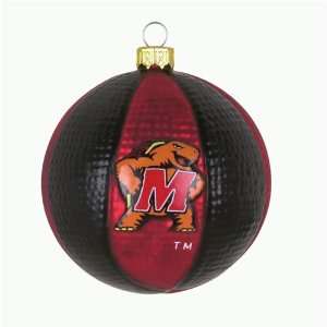 Maryland Terrapins 3.5 Collegiate Glass Basketball Holiday Ornament 