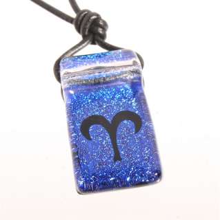 Jewelry Glass Necklace Aries Sign Zodiac Horoscope  