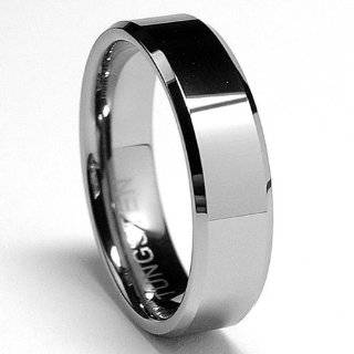  Black Tungsten 6mm Comfort Fit Beveled Wedding Band Ring 