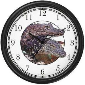 Two Baby Alligators (JP6) Wall Clock by WatchBuddy Timepieces (Slate 
