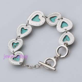 Tibet silver Turquoise Heart beads adjustable bracelet  