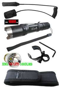 C1 CREE XML T6 LED 1000LM Clip Flashlight Torch+Mount+Tactical Switch 