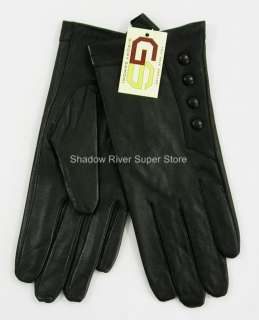 New Womens Leather Winter Dress Driving Gloves BLACK  
