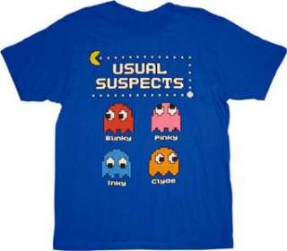  Pac Man Usual Suspects Ghosts Blue Tee T shirt Clothing
