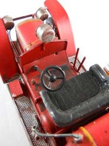 Vintage Reproduction Tin Fire Engine Model Fire Truck Firefighters 