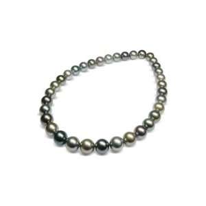   multicolor Black Tahitian south sea cultured pearl round necklace 17