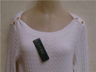 Button Shoulder Cable Ralph Lauren Polo Womens XL Thin Sweater 