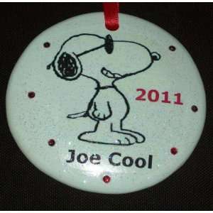 com  Joe Cool  Snoopy 2011 Dated Peanuts Ceramic Christmas Ornament 