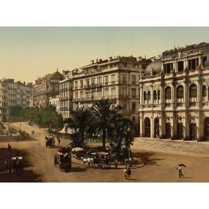 Vintage Travel Poster   Place de la republique Algiers Algeria 24 X 18