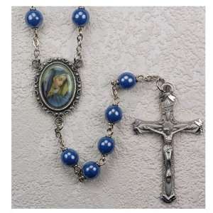 7MM Teal Our Lady Of Sorrows Rosary Crucifix Necklace 