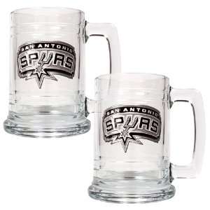  San Antonio Spurs 2pc 15oz Glass Tankard Beer Mug Set 