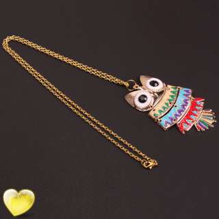 Colorful Owl Shape Sweater Chain Necklace with pendant  