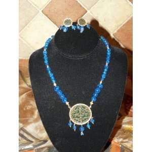 com Traditional Jewelry Blue Beaded Gold Plated Ethnic Thewa Necklace 