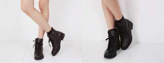   Cowhide Leather Lace Up Ankle Walker Boots Shoes 2 Colors US 6~8