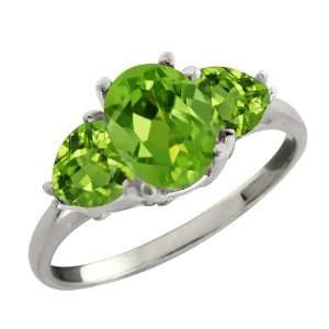   Ct Genuine Oval Green Peridot Gemstone Sterling Silver Ring Jewelry