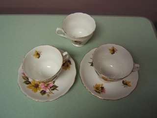 Ridgway Potteries Royal Vale 3 teacups with 2 saucers  