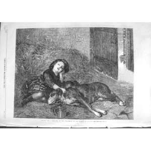    1867 BONAVIA FINE ART LITTLE GIRL SLEEPING BARN DOG