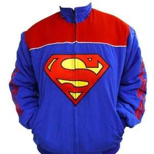  Superman Embroidered Racing Jacket Blue and Red Sports 